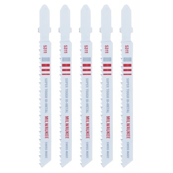 T-Shank Jigsaw Blade, Wood - 4" x 10 TPI, 5pk