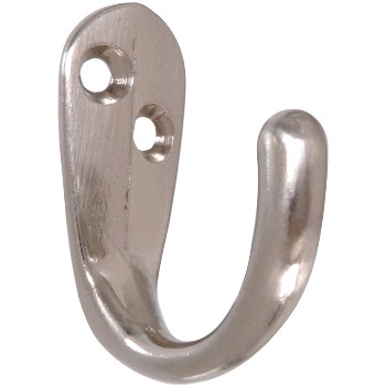Hillman  852284 Single Clothes Hook, Satin Nickel ~ Pack of 2  