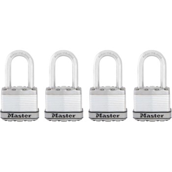 Padlock, Long Shackle - 1-1/2", 4pk