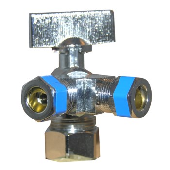Larsen 3-Way Angle Stop Ball Valve - 5/8" x 3/8" x 3/8"