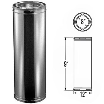 M &amp; G Duravent 8DP-09 DuraPlus All Fuel Chimney Pipe ~  8" D x 9" H x 12" W