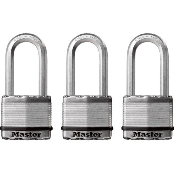  Laminated Long Shackle Padlock, 2" ~ 3 pack