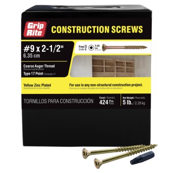 Grip-Rite Gold Construction Screw - #9 x 2-1/2", 5 Lb