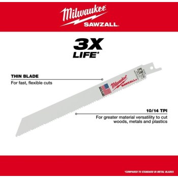 Milwaukee Sawzall Multi-Material Blade, 10/14 TPI 5pk - 12"