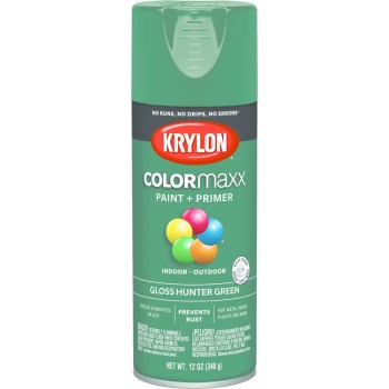 Krylon ColorMaxx Spray Paint + Primer, Gloss Hunter Green ~ 12 oz Cans