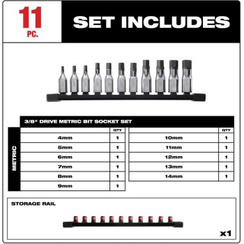 11pc 3/8 Hex Set