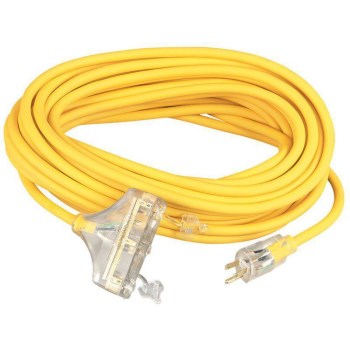 Multi-Outlet 12/3 Vinyl Extension Cord, Yellow ~ 100 Ft