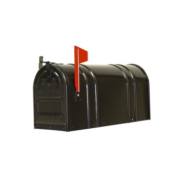 Large Post Mount Steel Mailbox, Black Gloss ~  8" W x 10-1/2" H x 21" L