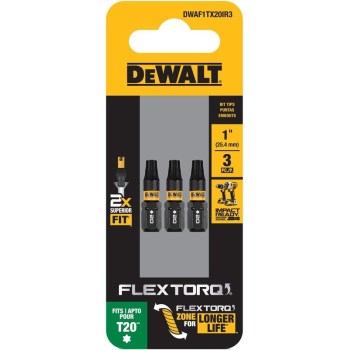 DeWalt FlexTorq Torx T20 Insert Bit - 1", 3pk