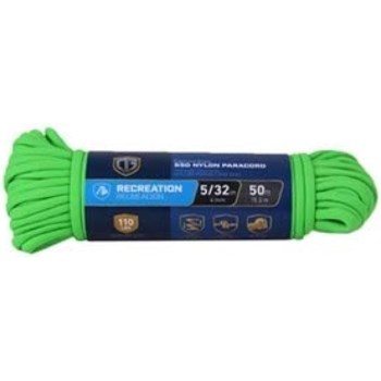Nylon Paracord 550, Bright Green - 5/32" x 50 Ft