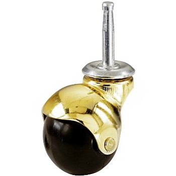 Hooded Stem Caster, Bright Brass ~  1 5/8"