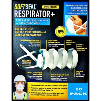SoftSeal Respirator+ Valve  Mask,  XLarge ~ 10 Pack