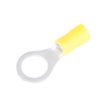 Vinyl Ring Terminal, Yellow 12-10 AWG - 1/4-3/8" Stud, 13pk