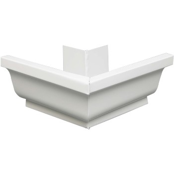 Style K Aluminum Gutter Outside Miter, White  ~ 5"