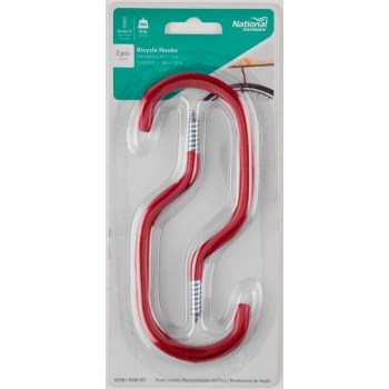 Vinyl Coated Bicycle & Storage Hook,  Red  ~  5 7/8" x 2 3/4"