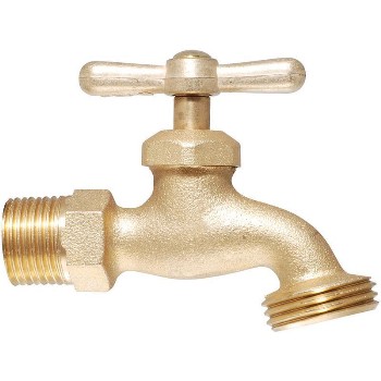 Ldr Ind 020 7503 Brass Hose Bib ~ 3/4" Hose Thread Outlet/1/2" Mip Inlet