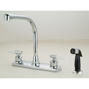 Hardware House 123334 Two Handle Kitchen Faucet w/Spray, Chrome Finish ~ 8" Ctr