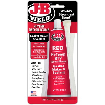 J-B Weld 31314 Hi-Temp 100% Silicone RTV Gasket Maker & Sealant, Red ~ 3 oz