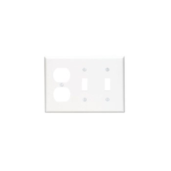 Leviton 3-Gang Wall Plate, White - 2 Toggle, 1 Duplex