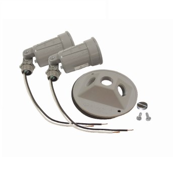 Two Light Lampholder Round Cover Kit, Gray 4 inch