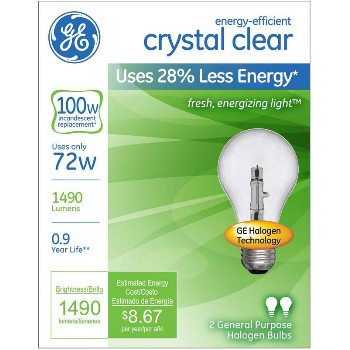 General Electric 78798 Crystal Clear Bulb, 72 Watt A19