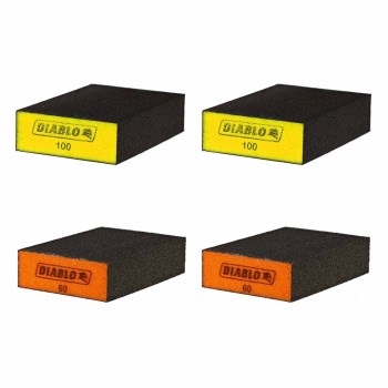 Sanding Sponges, Large Flat Edge, Assorted - 4pk