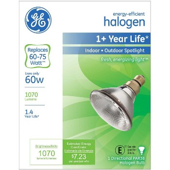 General Electric 62703 Par 38 Halogen Spot Light Bulb, 60 Watt ~ 1070 Lumens