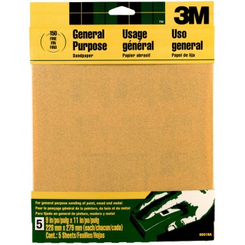 3m 051144090013 Aluminum Oxide Sandpaper, Fine ~ 9 X 11 Inches