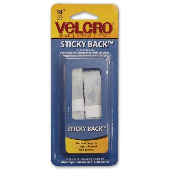 Velcro 90079 Sticky Back Tape White, 18 X 3 / 4 Inches