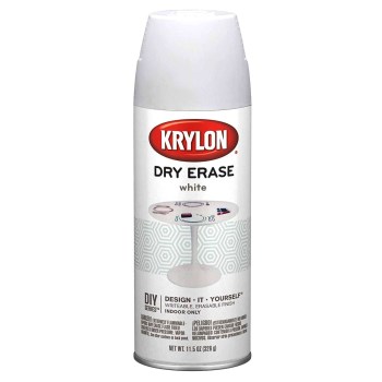Krylon 3942 Dry Erase Paint, White ~ 12 oz Aerosol Cans.