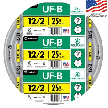 Grounded UF Wire - 12/2, 25 Ft