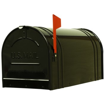 Fulton 2C-BLK Jumbo Steel Post Mount Mailbox, Black