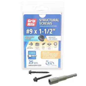 Grip Rite Structural Screw - #9 x 1-1/2"  (25 pack)
