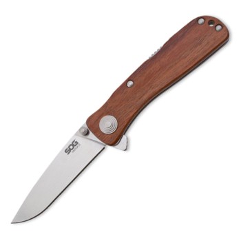 Twitch II, Brown Rosewood Handle, Satin Drop Point Plain