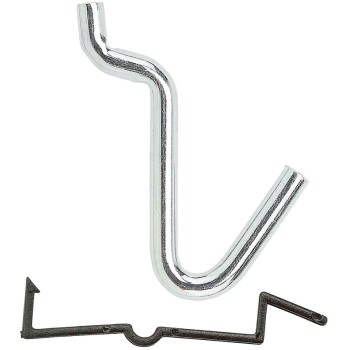 Locking Curved Pegboard Hook, Zinc ~ 1/4"