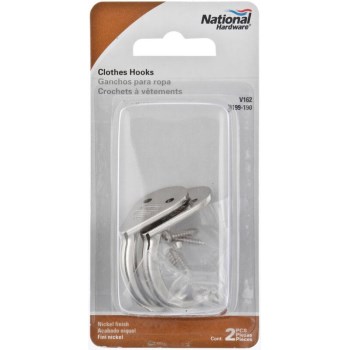 Nickle Single Clothes Hook, Visual Pack 162 