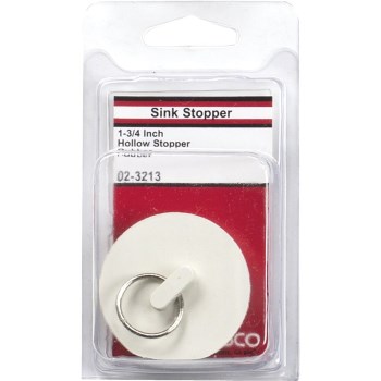 Larsen Hollow Rubber Sink Stopper, White - 1-5/8" to 1-3/4"