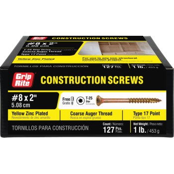 Prime Source #8 x 2" Gold Construction Screw (1 lb)