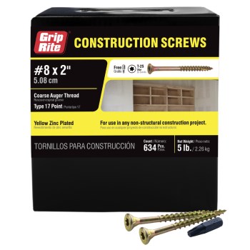 Grip-Rite Gold Construction Screw - #8 x 2", 5 Lb