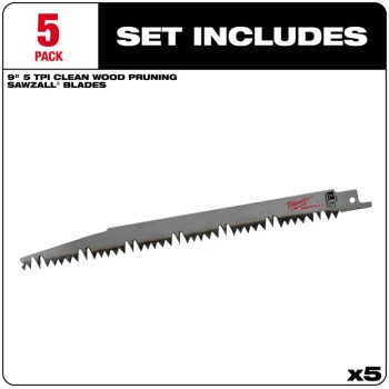 Milwaukee Pruning Sawzall Blade - 9", 5 TPI, 5pk