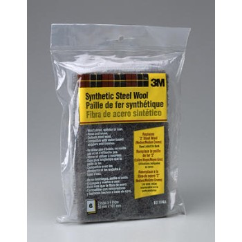 3m 05111110116 Steel Wool - Medium Synthetic - 6 Per Pack