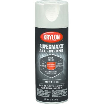 Krylon 8993 Supermaxx Metallic Finish Spray Paint, Satin Nickel