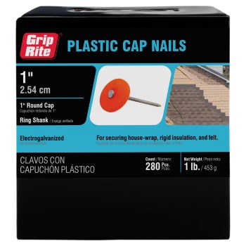 Prime Source Plastic Cap Roofing Nail - 1", 1 Lb