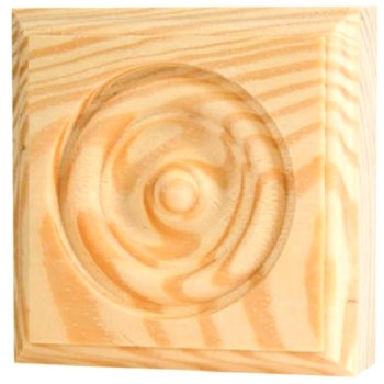 Waddell RTB-35-OAK Oak Rosette Trim Block, Oak ~ 3.75 x 3.75"