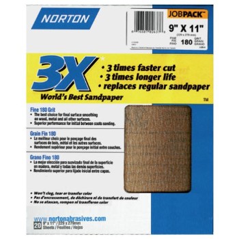 Norton 076607026378 Sanding Sheets, High Endurance ~ 180 Grit