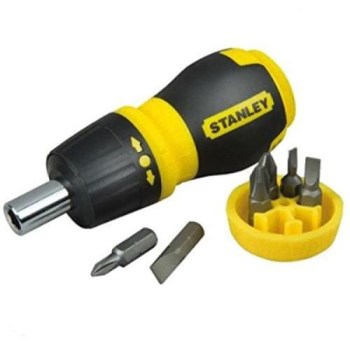 Stubby Ratcheting Multi-Bit Screwdriver   6-in-1