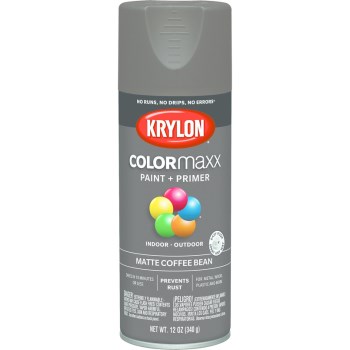 Krylon ColorMaxx Paint + Primer Spray Paint, Matte Coffee Bean