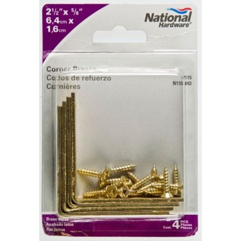 Corner Brace, Brass ~  2 1/2" x 5/8" 