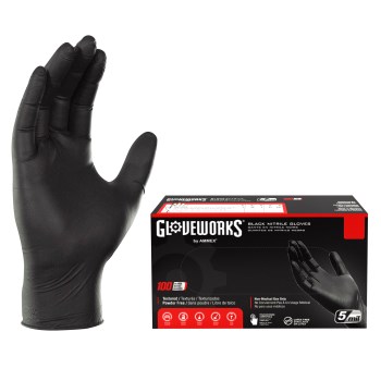 GlovePlus Black Nitrile Gloves, Small - 100pk