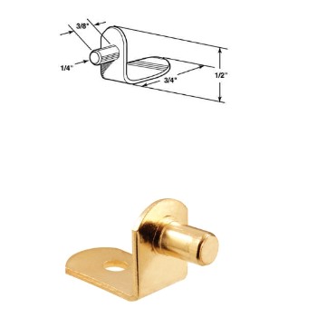 Shelf Support Peg,  Brass - to fit 1/4" Hole ~ 8/Pak